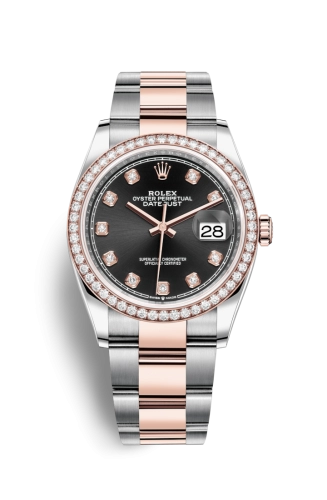 Rolex 126281RBR-0008 : Datejust 36 Stainless Steel / Everose / Diamond / Black Diamond / Oyster