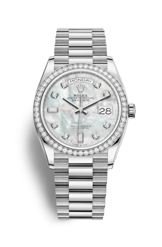 Rolex 128349RBR-0004 : Day-Date 36 White Gold / Diamond / MOP-Diamond / President