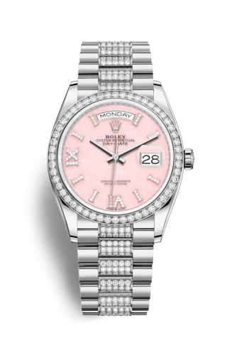 Rolex 128349RBR-0017 : Day-Date 36 White Gold / Diamond / Opal-Diamond / President-Diamond