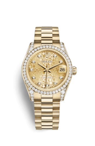 Rolex 178158-0007 : Datejust 31 Yellow Gold Diamond / President / Champagne Computer