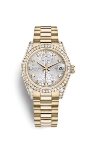 Rolex 178158-0025 : Datejust 31 Yellow Gold Diamond / President / Silver Computer