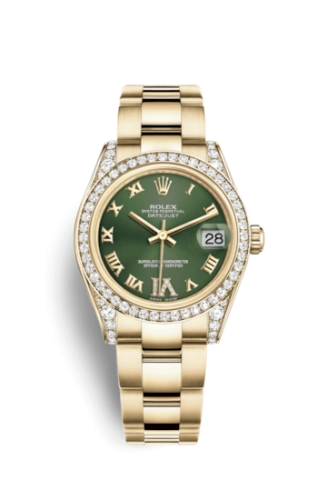 Rolex 178158-0092 : Datejust 31 Yellow Gold Diamond / Oyster / Olive Roman