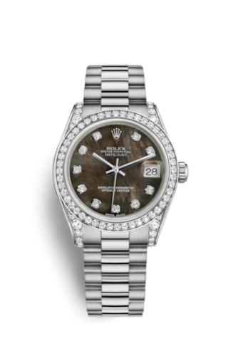 Rolex 178159-0015 : Datejust 31 White Gold Diamond / President / Black MOP