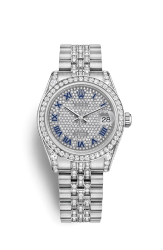 Rolex 178159-0044 : Datejust 31 White Gold Diamond / Jubilee Diamond / Paved Roman