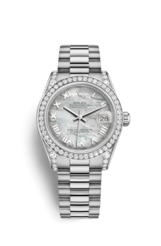 Rolex 178159-0047 : Datejust 31 White Gold Diamond / President / MOP Roman