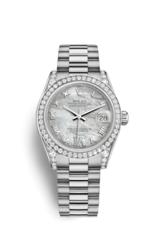 Rolex 178159-0051 : Datejust 31 White Gold Diamond / President / MOP Roman