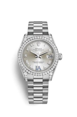 Rolex 178159-0052 : Datejust 31 White Gold Diamond / President / Silver Roman