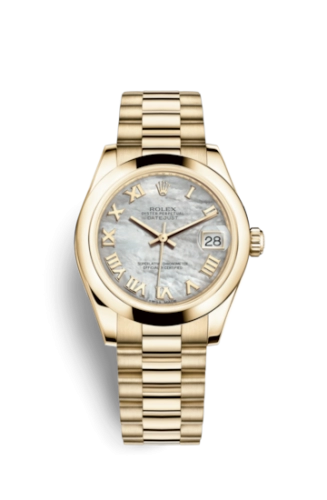 Rolex 178248-0044 : Datejust 31 Yellow Gold Domed / President / MOP Roman