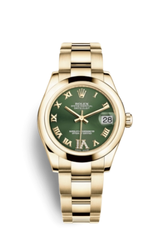 Rolex 178248-0086 : Datejust 31 Yellow Gold Domed / Oyster / Olive Roman