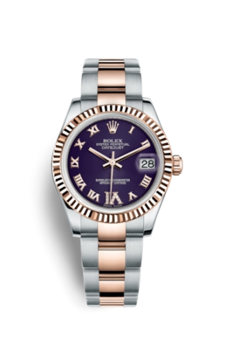 Rolex 178271-0076 : Datejust 31 Rolesor Everose Fluted / Oyster / Purple Roman