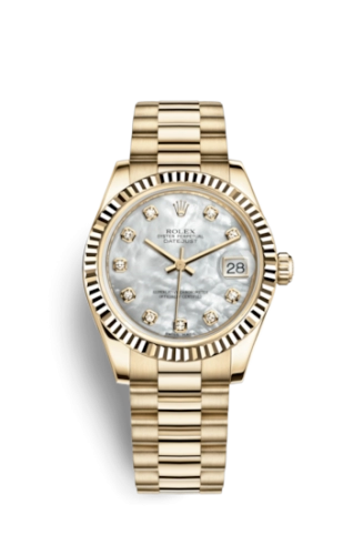 Rolex 178278-0010 : Datejust 31 Yellow Gold Fluted / President / MOP