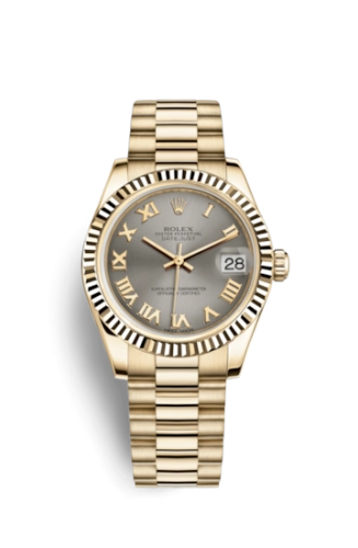 Rolex 178278-0130 : Datejust 31 Yellow Gold Fluted / President / Steel Roman