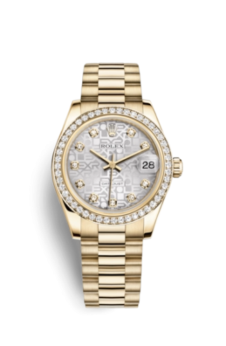Rolex 178288-0028 : Datejust 31 Yellow Gold Diamond / President / Silver Computer