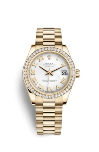 Rolex 178288-0048 : Datejust 31 Yellow Gold Diamond / President / White Roman