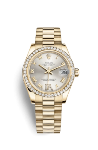 Rolex 178288-0056 : Datejust 31 Yellow Gold Diamond / President / Silver Roman