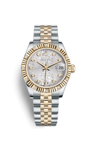 Rolex 178313-0028 : Datejust 31 Rolesor Fluted Diamond / Jubilee / Silver Computer