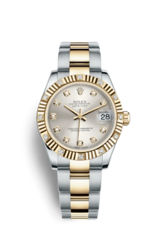 Rolex 178313-0051 : Datejust 31 Rolesor Yellow Fluted Diamond / Oyster / Silver Diamond