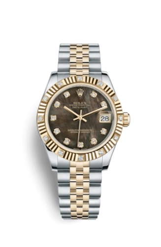 Rolex 178313-0066 : Datejust 31 Rolesor Yellow Fluted Diamond / Jubilee / Black MOP