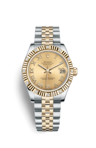 Rolex 178313-0072 : Datejust 31 Rolesor Yellow  Fluted Diamond / Jubilee / Champagne Roman