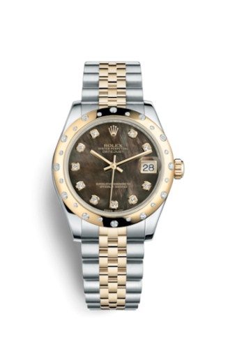 Rolex 178343-0010 : Datejust 31 Rolesor Yellow Domed Diamond / Jubilee / Black MOP