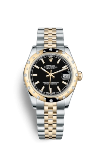 Rolex 178343-0031 : Datejust 31 Rolesor Yellow Domed Diamond / Jubilee / Black