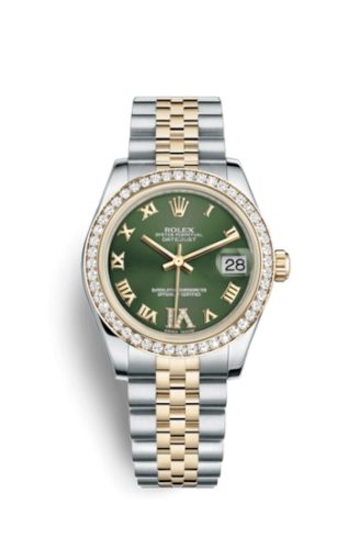 Rolex 178383-0005 : Datejust 31 Rolesor Yellow Diamond / Jubilee / Green Roman