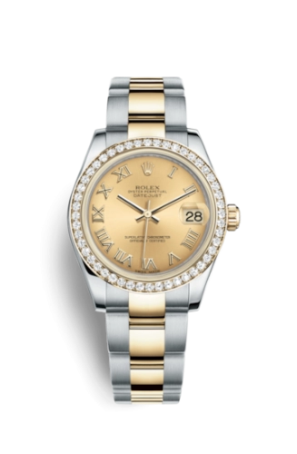 Rolex 178383-0023 : Datejust 31 Rolesor Yellow Diamond / Oyster / Champagne Roman
