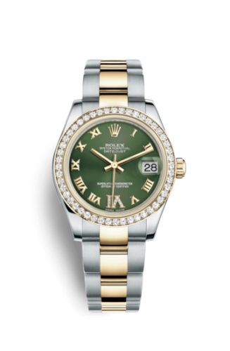 Rolex 178383-0043 : Datejust 31 Rolesor Yellow Diamond / Oyster / Green Roman