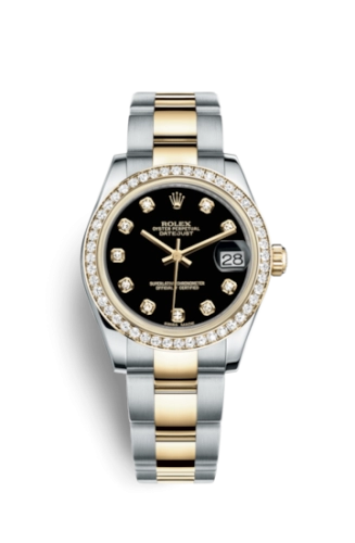 Rolex 178383-0054 : Datejust 31 Rolesor Yellow Diamond / Oyster / Black Diamond