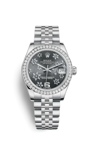 Rolex 178384-0010 : Datejust 31 Stainless Steel Diamond / Jubilee / Dark Rhodium Floral