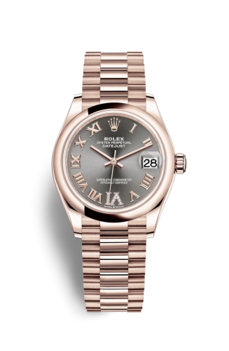 Rolex 278245-0032 : Datejust 31 Rose Gold / Domed / Grey - Roman / President