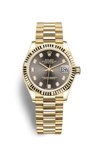 Rolex 278278-0036 : Datejust 31 Yellow Gold / Fluted / Grey - Diamond / President