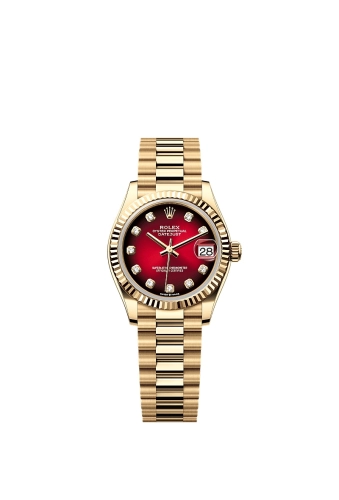 Rolex 278278-0049 : Datejust 31 Yellow Gold - Fluted / Red Gradient / President