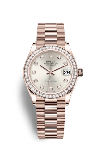 Rolex 278285rbr-0030 : Datejust 31 Rose Gold / Diamond / Silver - Diamond / President