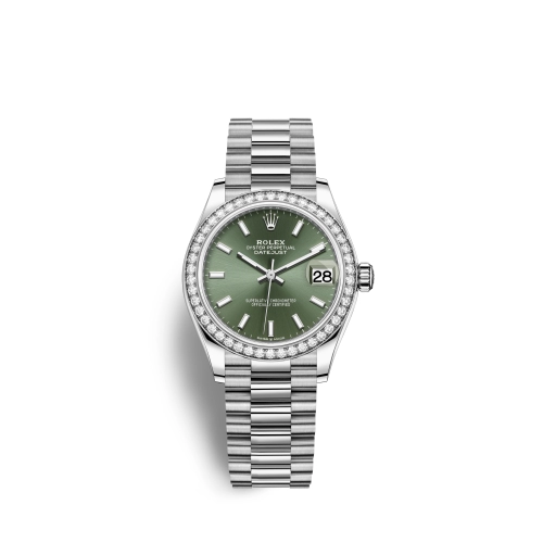 Rolex 278289rbr-0015 : Datejust 31 White Gold Diamond / Green
