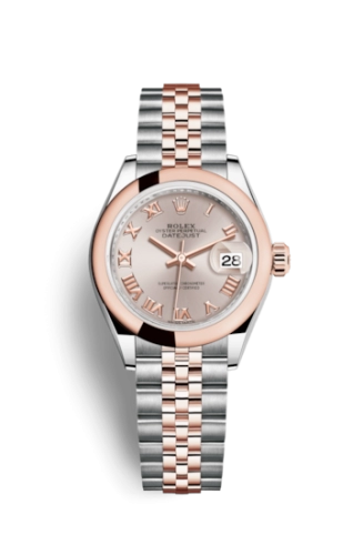 Rolex 279161-0005 : Lady-Datejust 28 Rolesor Rose Domed / Jubilee / Sundust Roman