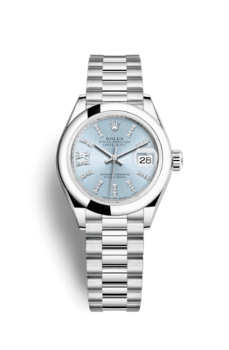 Rolex 279166-0002 : Lady-Datejust 28 Platinum Domed / President / Ice Blue Diamond