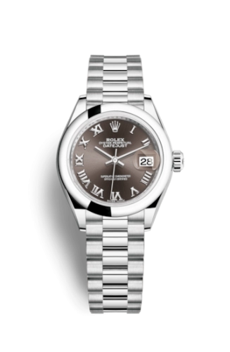 Rolex 279166-0010 : Lady-Datejust 28 Platinum Domed / President / Dark Grey Roman