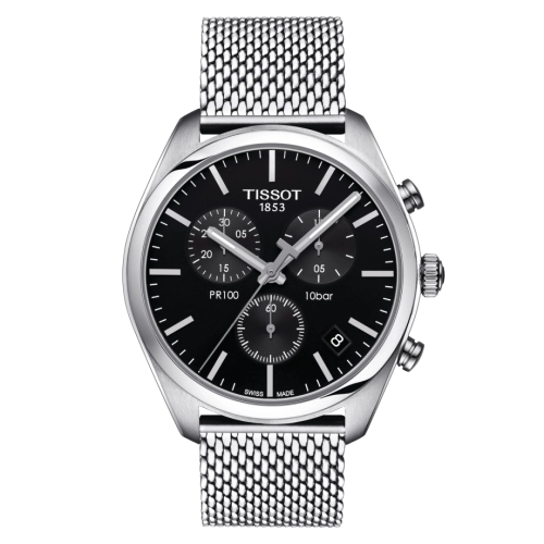 Tissot T101.417.11.051.01 : PR 100 Chronograph Quartz 41 Stainless Steel / Black / Milanese