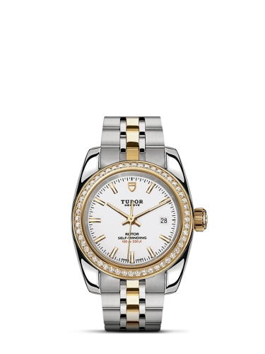 Tudor 22023-0001 : Classic 28 Stainless Steel / Yellow Gold / Diamond / White / Bracelet
